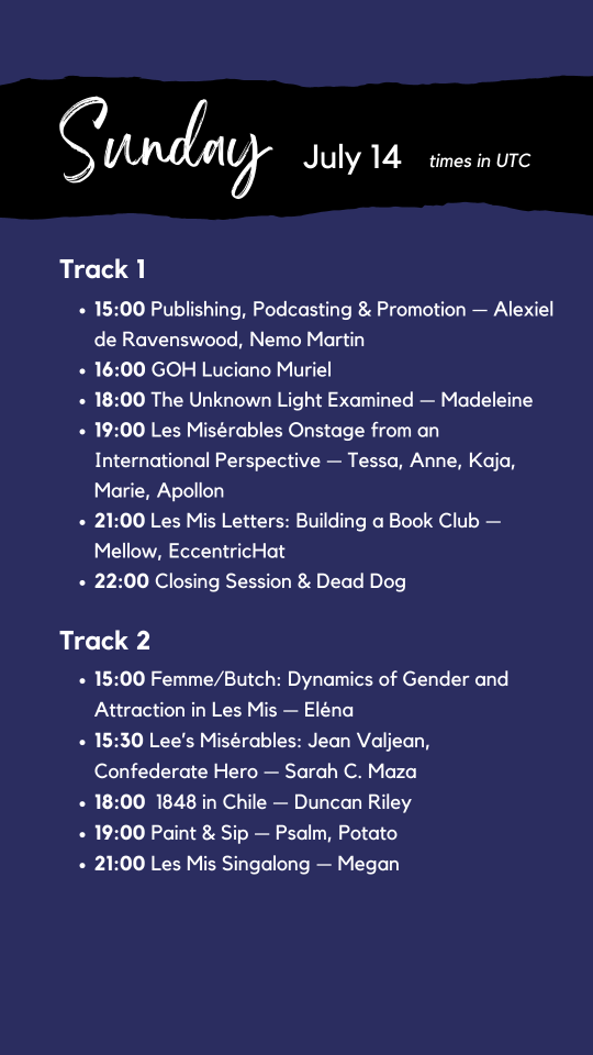 detailed schedule of panels for Sunday , July 14 at Barricades 2024; see detailed text schedule under readmore