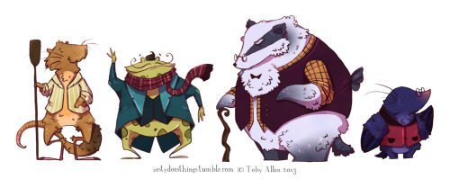 Character Designs of those lovely animals from The Wind in the Willows. This is concept work for the