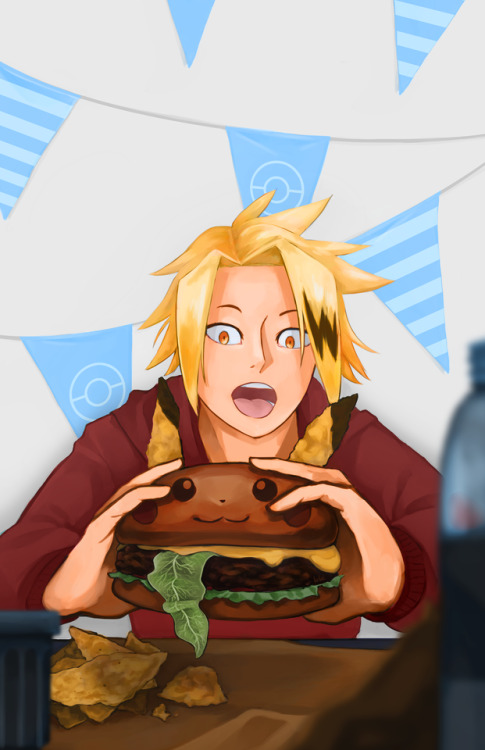 This was my piece for the @bnhafoodzine!!! I had a lot of fun drawing pikaburger and the oversized p