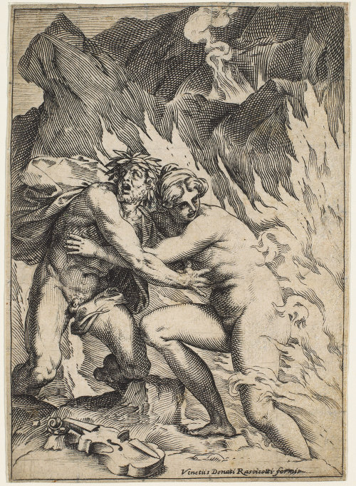Orpheus and EurydiceAgostino Carracci (Italian; 1557–1602)ca. 1590–95Engraving on ivory laid paperNa