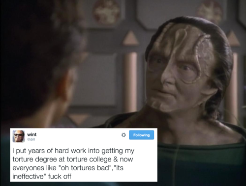 ceilingcow: So kaalashnikov and I were talking about DS9 characters as dril quotes…