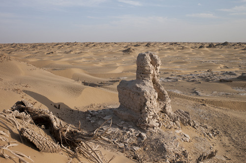 Ruins of the Niya Stupa seen from the north-west and south-east (2ndor 3rd century AD, China).The st