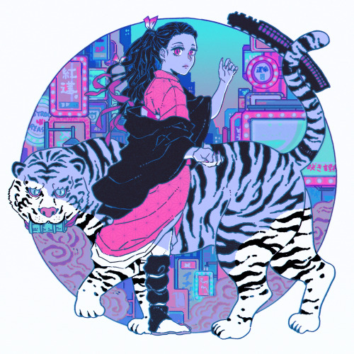 Commissioned Nezuko - with ASIAN KUNG FU GENERATIONS’ Re:Re homage + Citypop vibe. It was supe