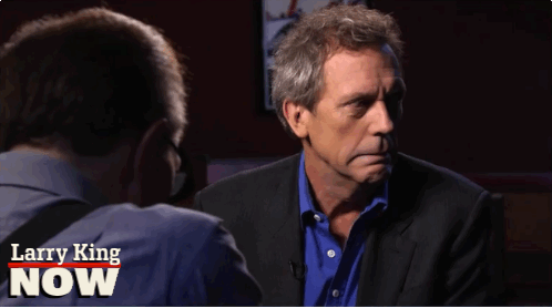 Hugh Laurie doing Hugh Laurie things on “Larry King Now”