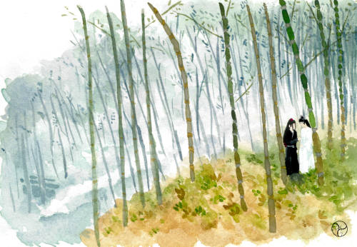 buriedbybooks: I can finally post the completed version of Wei Wuxian and Lan Wangji in the bamboo f