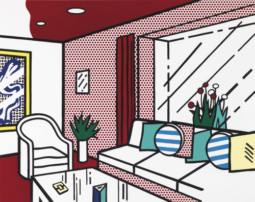oncanvas:Living Room from the Interior series, Roy Lichtenstein, 1990Woodcut and screenprint on board52 ⅛ x 65 ⅞ in. (132.4 x 167.3 cm) 