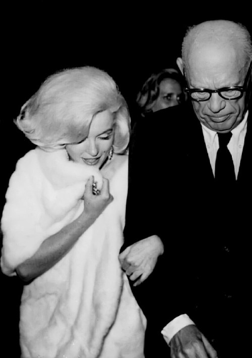 Marilyn and Father-In-Law, Isidore Miller attend John F. Kennedy’s Birthday Gala on May 19th 1