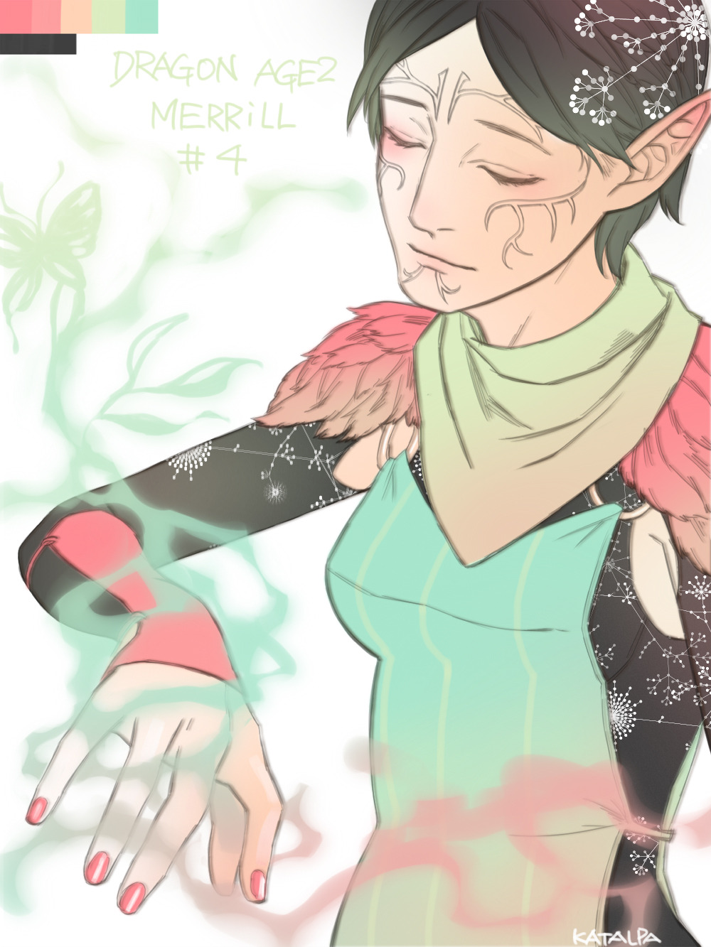 katalpa:  Color palette meme  (#4) + Dragon Age Ⅱ : Merrill  I appreciate your