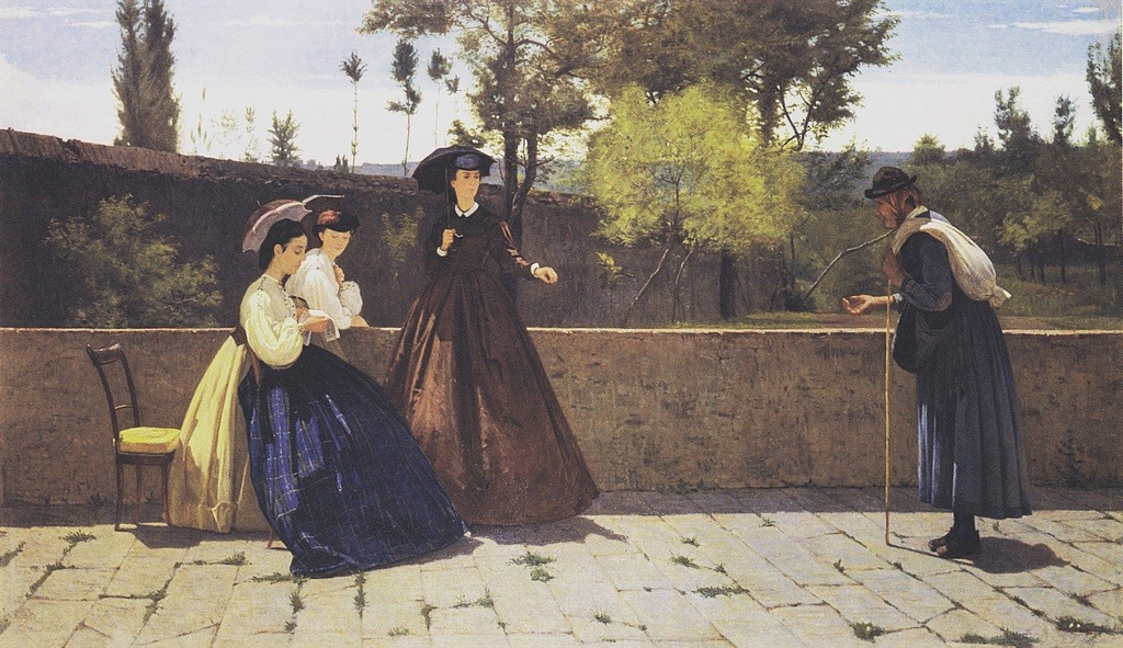 Silvestro Lega (1826 Modigliana - Firenze 1895); L'elemosina (The Alms), 1864