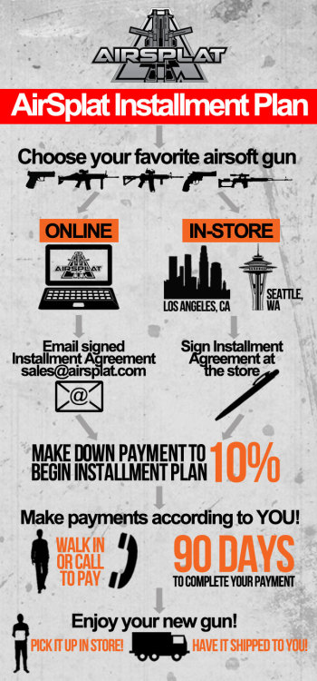 shitairsofterssay:  airsplatcom:  NEW! AirSplat’s Installment Plan!In-store or Online! Make pa
