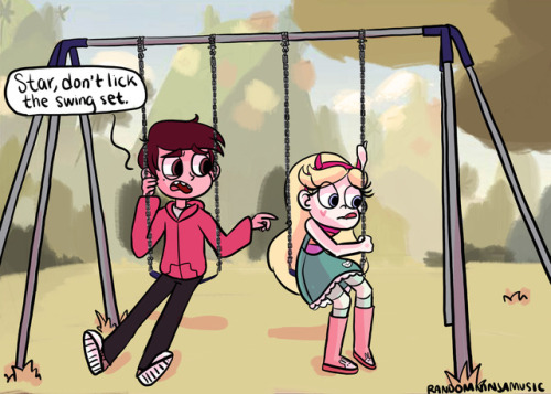 “Star, don’t lick the swing set.”credit to @incorrect-svtfoe for the text post!