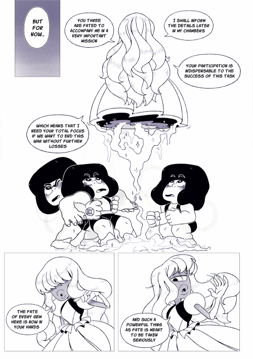 weirdlyprecious:  The three-eyed beastsu fancomic full I believe everyone will notice this, but wow, when you see everything in sequence it’s really shocking the difference in page 1 to 10. The way I drew Sapphire changed so much and I haven’t even