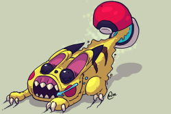 mikegaboury:  Gotta Catch ‘em All If you pause Pokemon at just the right time, you can see how Pokeballs work.  Ruining childhoods, 1 drawing at a time. 