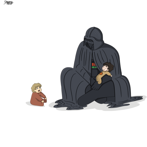 skyguyy: I can’t stop drawing Dad Vader with baby Luke and Leia 