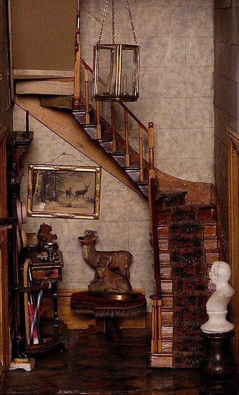 1850s Dolls’ House Inside A Cupboard, Fully Furnished And With Electric Chandeliers.