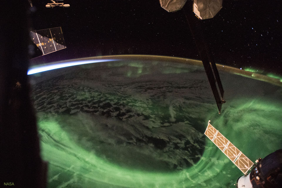 just&ndash;space:  The Aurora and the Sunrise  : On the International Space Station