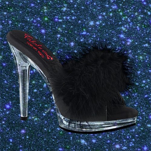 Slip into comfort w/ #Fabulicious by #PleaserUSA’s Glory-501F-8 marabou slipper w/ a wider foot base