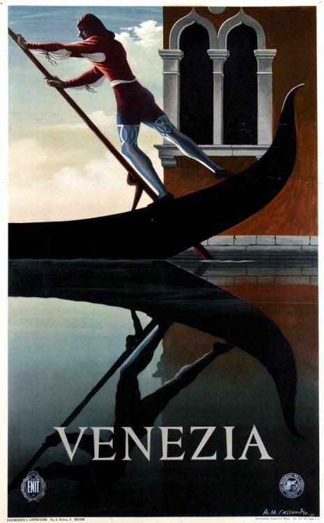 A.M. Cassandre (Adolphe Mouron,) travel poster for Venice, 1951. Source