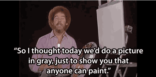 upworthy:Watch: Bob Ross once painted only in gray for a colorblind fan … and it