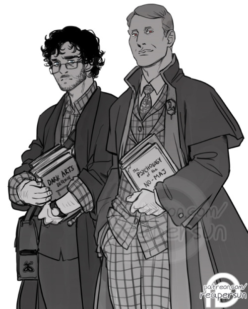 Support me on Patreon => patreon.com/reapersunBased on a patron request for wizards!Hannigram~ Most people put them at Hogwarts so here they’re professors at Ilvermorny (even tho some of the american wizard canon is really dumb I couldn’t resist