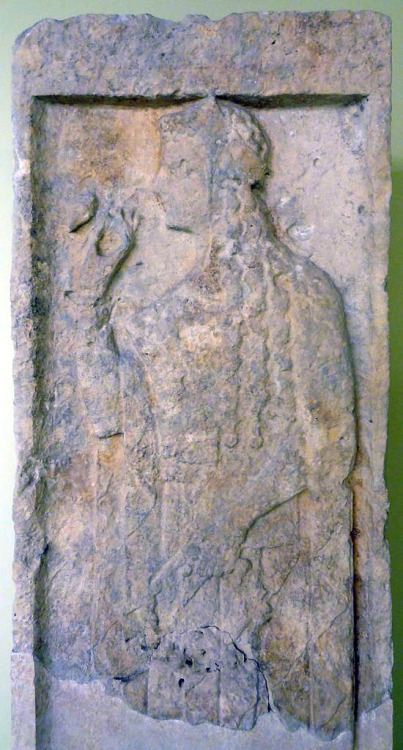 Ancient Cretan tombstone of a woman , 500-490 B.C. Archaic period