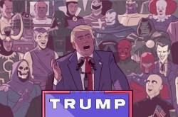 christiancgtomas:  kotaku:  Trump rally, by Stephen Byrne.  #insult to the supervillains tbh. (via @the-wolfbats)I’d trust Magneto over Trump, tbh. 