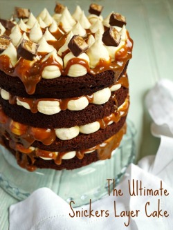 the-cupcakerie:  The Ultimate Snickers Layer Cake Recipe 