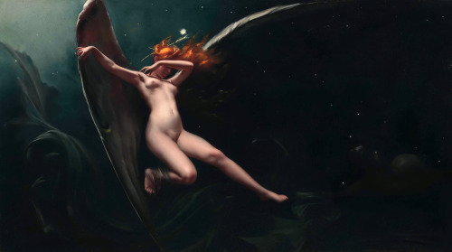 the-evil-clergyman:  A Fairy Under Starry Skies by Luis Ricardo Falero (19th Century)