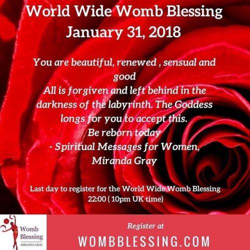 You are beautiful, renewed , sensual and good
All is forgiven and left behind in the darkness of the labyrinth. The Goddess longs for you to accept this.
Be reborn today
- Spiritual Messages for Women,
Miranda Gray
Last day to register for the World...