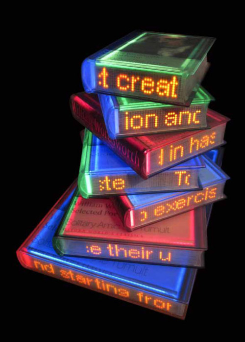 asylum-art:  Luminous Words: Glowing Books by Airan KangSouth Korean artist Airan Kang creates striking illuminated books or “electronically luminescent sculptures cast from transparent synthetic resin” for her Luminous Words series.The books are