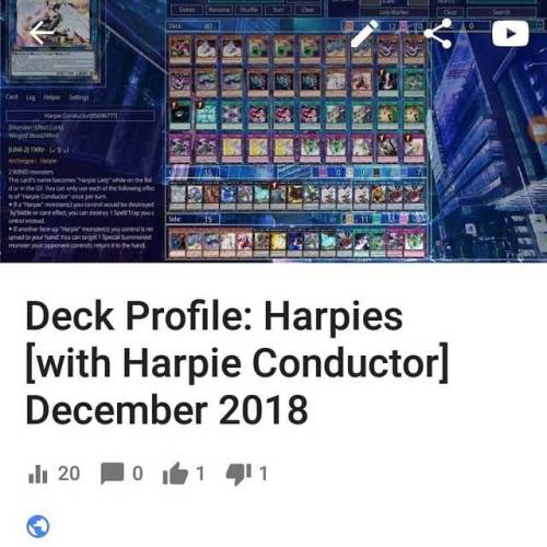 My latest Harpie Deck Profile I finally got the chance to test Harpie Conductor. Here is my full ana