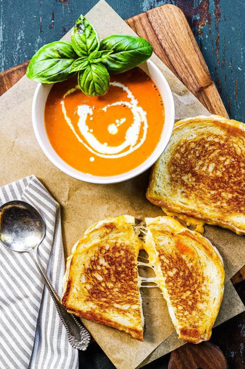 fattributes: Homemade Roasted Tomato Soup with Grilled Cheese on Sourdough Bread