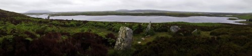 Phobull Fhinn with its beautiful heather moorland, North Uist, Western Isles - this stone circle sta