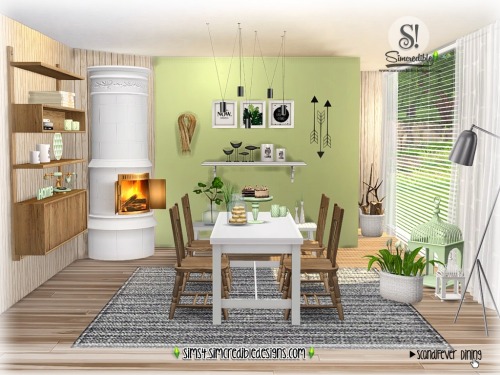 ScandiFever Dining Room By SIMcredible!designs | Available at TSR.   ♦   Bedroom |   Bedroom Extra