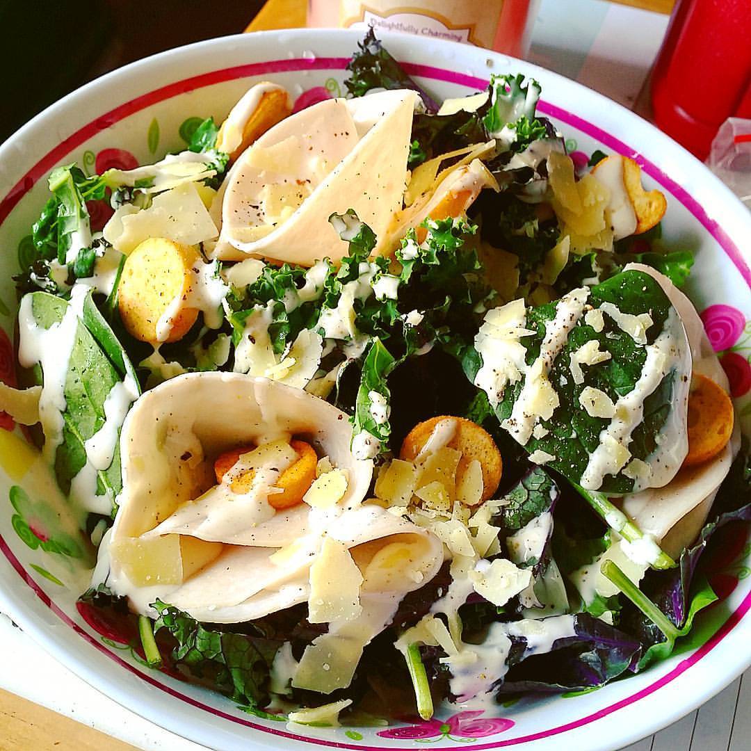 Okay, so I know most health conscious people are terrified of caesar salad. No need!