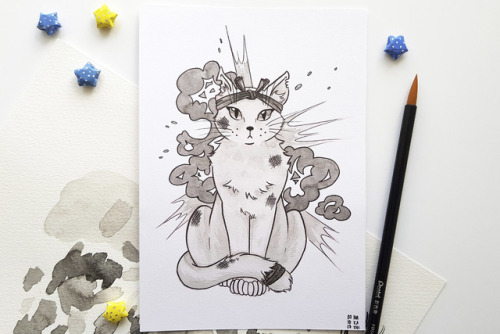 To follow yesterday&rsquo;s shojo cat, I also drew a shonen cat to create a set!