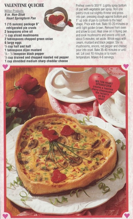 churchnotmadewithhands: scans from a valentines day recipes leaflet that was in a 90s cooking magazi