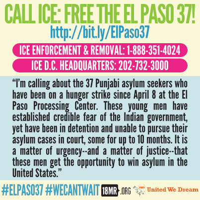 Ready to turn up the heat on ICE for the #ElPaso37? Give them a call TODAY to let them know you want