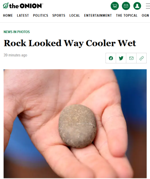 The Onion: Headline: Rock Looked Way Cooler Wet