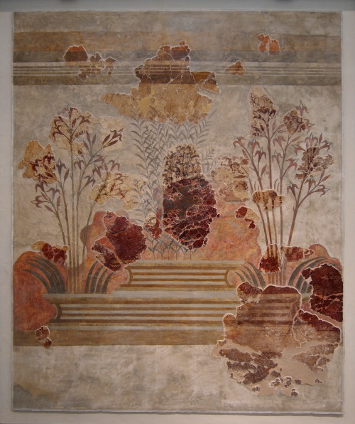 bronze-age-aegean: Lily fresco. 1500 BC. Found in “House of the Lilies” at Amniso, Crete