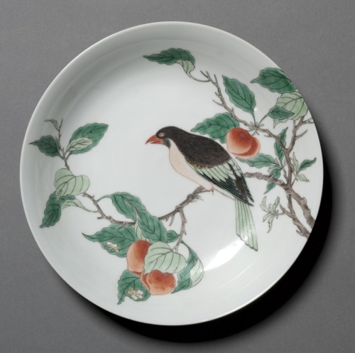 Dish with Bird on Peach Branch, 1662-1722, Cleveland Museum of Art: Chinese ArtSize: Diameter: 20.5 