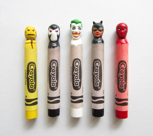 sir-dashing:  escapekit:  Pop Culture Crayons Artist Hoang Tran creates tiny sculptures using large-size Crayola crayons, the artist delicately hand-carves them into pop-culture icons.  My baby girl needs these!