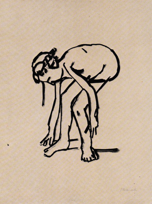 koerperlich:  Oskar KokoschkaGirl Bending Over, 1921Pen and ink, 68 x 51 cm 