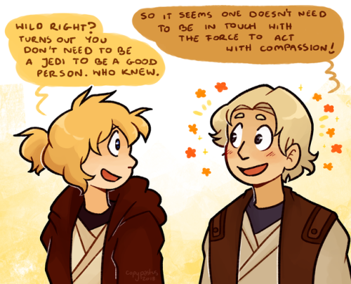 He’s such a Jedi apologist. Probably why she’s much less comfortable around him.Really feels like he