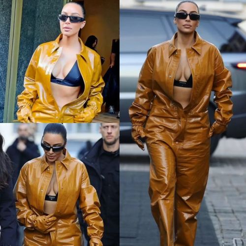 After her full latex outfit, @kimkardashian changed into this #pvc / #vinyl or #patentleather #boile