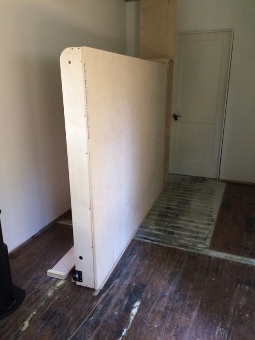 We finally have a bed! Jorge cranked that out in less than 2 days! #murphybed #shippingcontainer #co