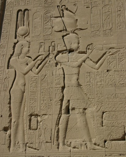 Cleopatra and her son, Caesarion. Caesarion’s father was Julius Caesar, and his name means “"li