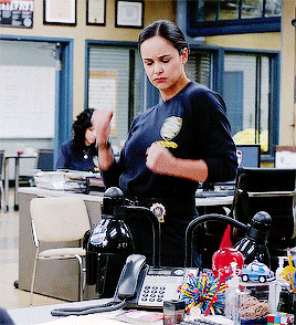 b99gif:Amy Santiago + her adorkable victory dance moves