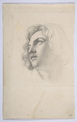 Heinrich Karl Anton Mücke (German, 1806–1891)Portrait of Alfred Rethel, Looking UpGraphite8 1/4 x 5 1/4 in. (21 x 13.3 cm)19th century