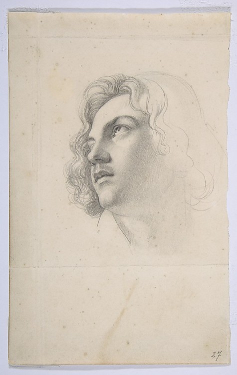 Heinrich Karl Anton Mücke (German, 1806–1891)Portrait of Alfred Rethel, Looking UpGraphite8 1/4 x 5 1/4 in. (21 x 13.3 cm)19th century